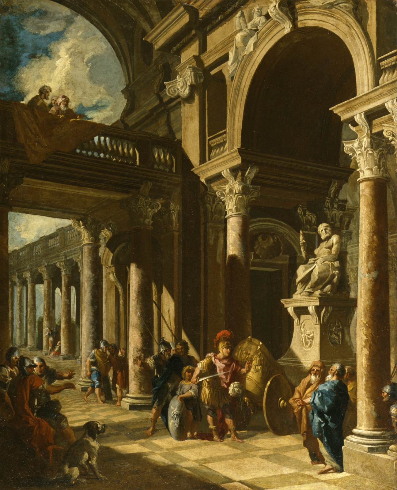 Alexander the Great Cutting the Gordian Knot by PANNINI, Giovanni Paolo