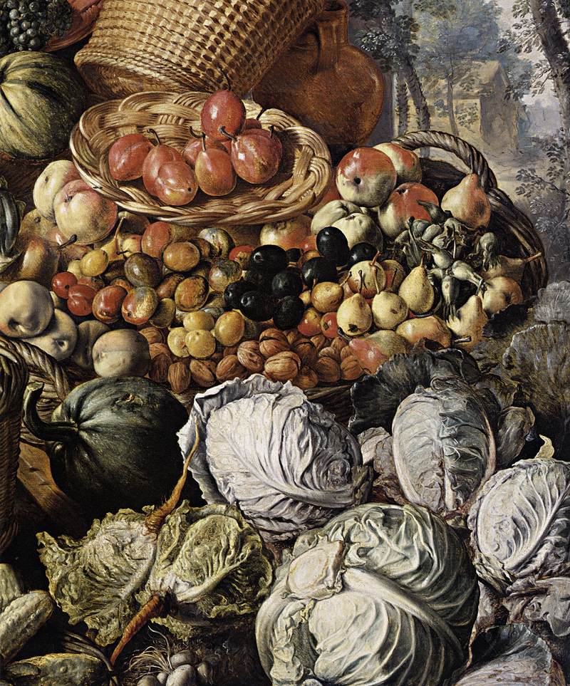 Market Woman with Fruit, Vegetables and Poultry (detail) by