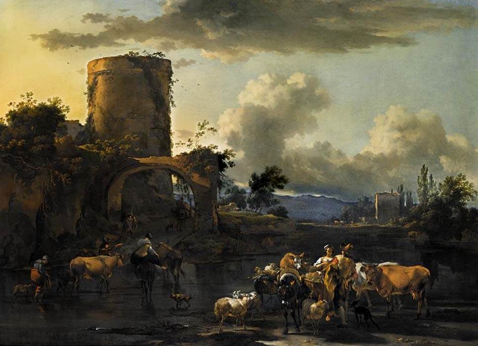 Evening Landscape by BERCHEM, Nicolaes (Claesz.)