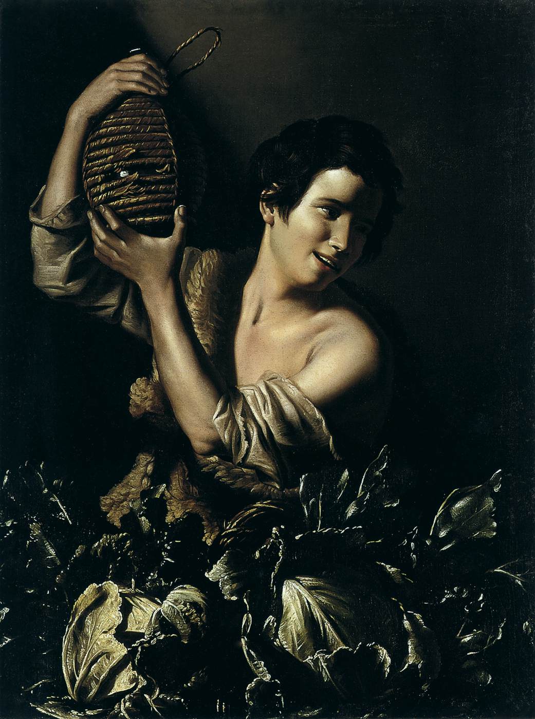 Boy with a Flask and Cabbages by SALINI, Tommaso