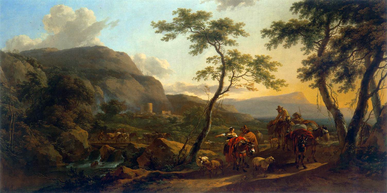 Italianate Landscape with a Distant View of the Tomb of the Plautii by BERCHEM, Nicolaes (Claesz.)