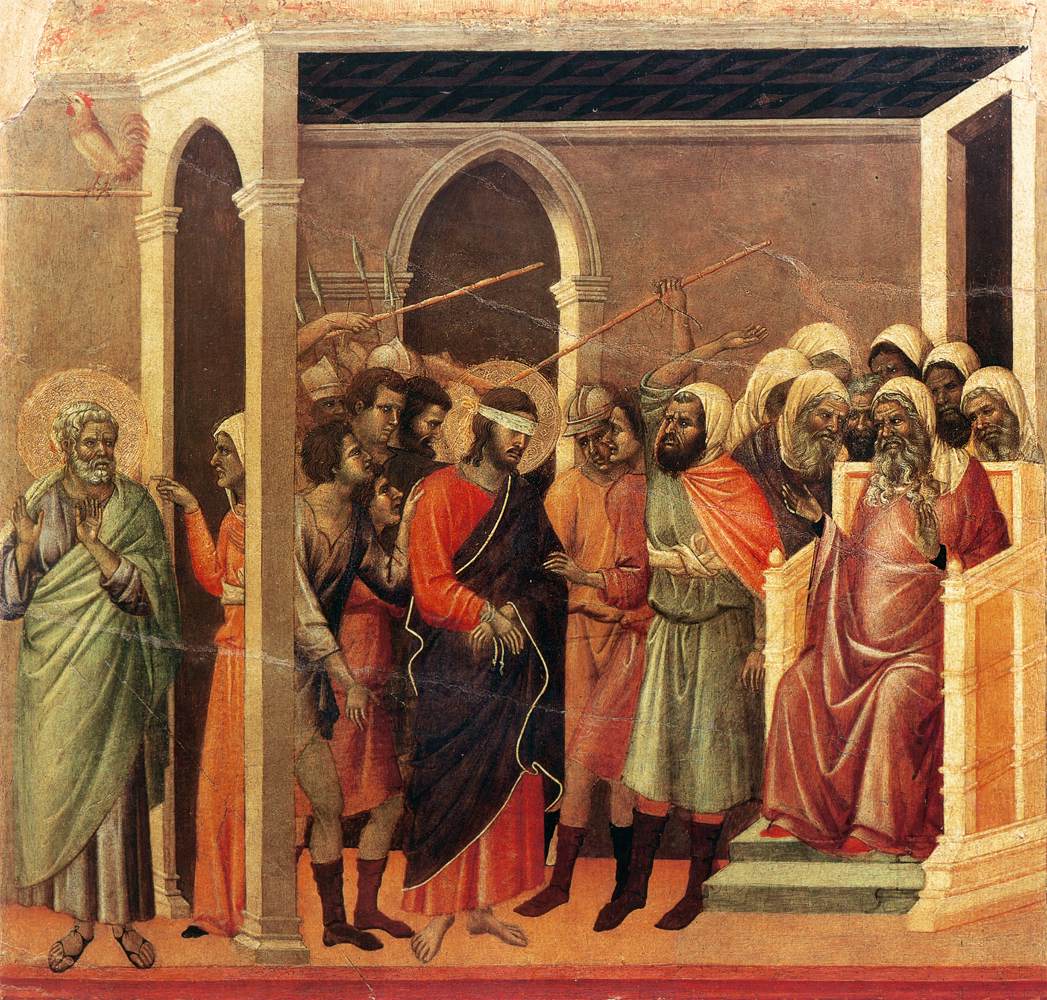 Christ Mocked (scene 11) by DUCCIO di Buoninsegna