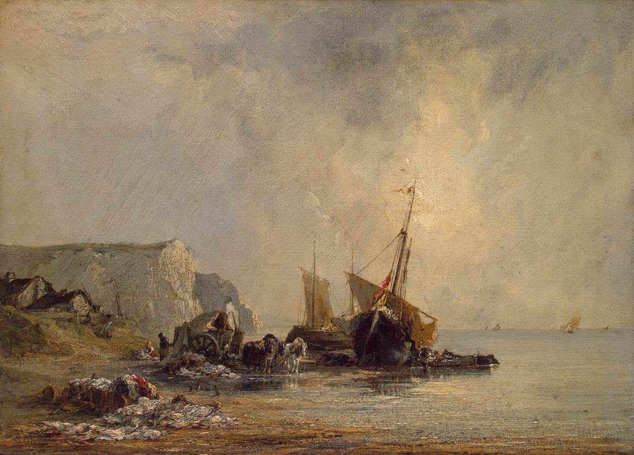 Boats near the Shore of Normandy by BONINGTON, Richard Parkes