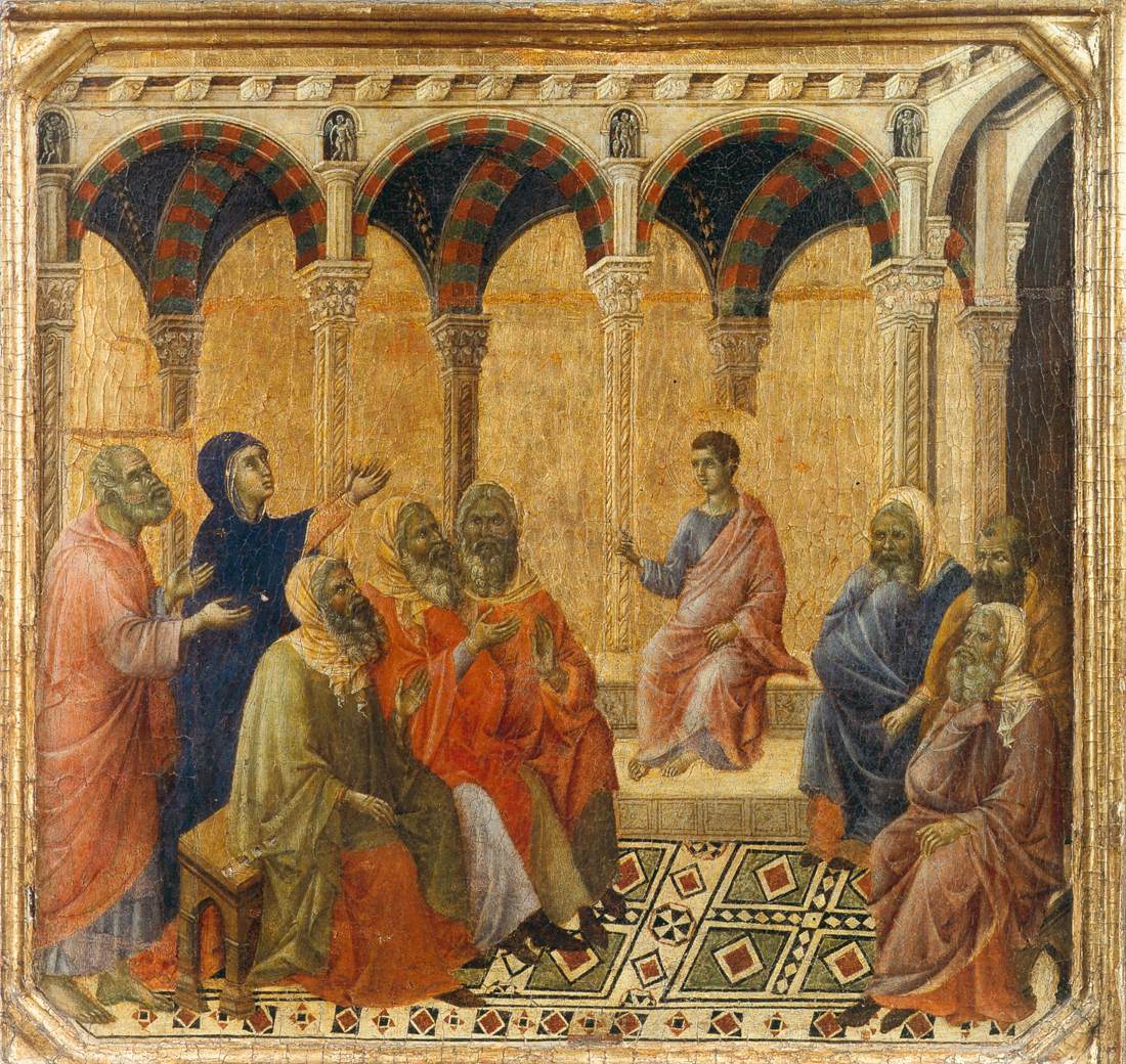 Disputation with the Doctors (scene 7) by DUCCIO di Buoninsegna