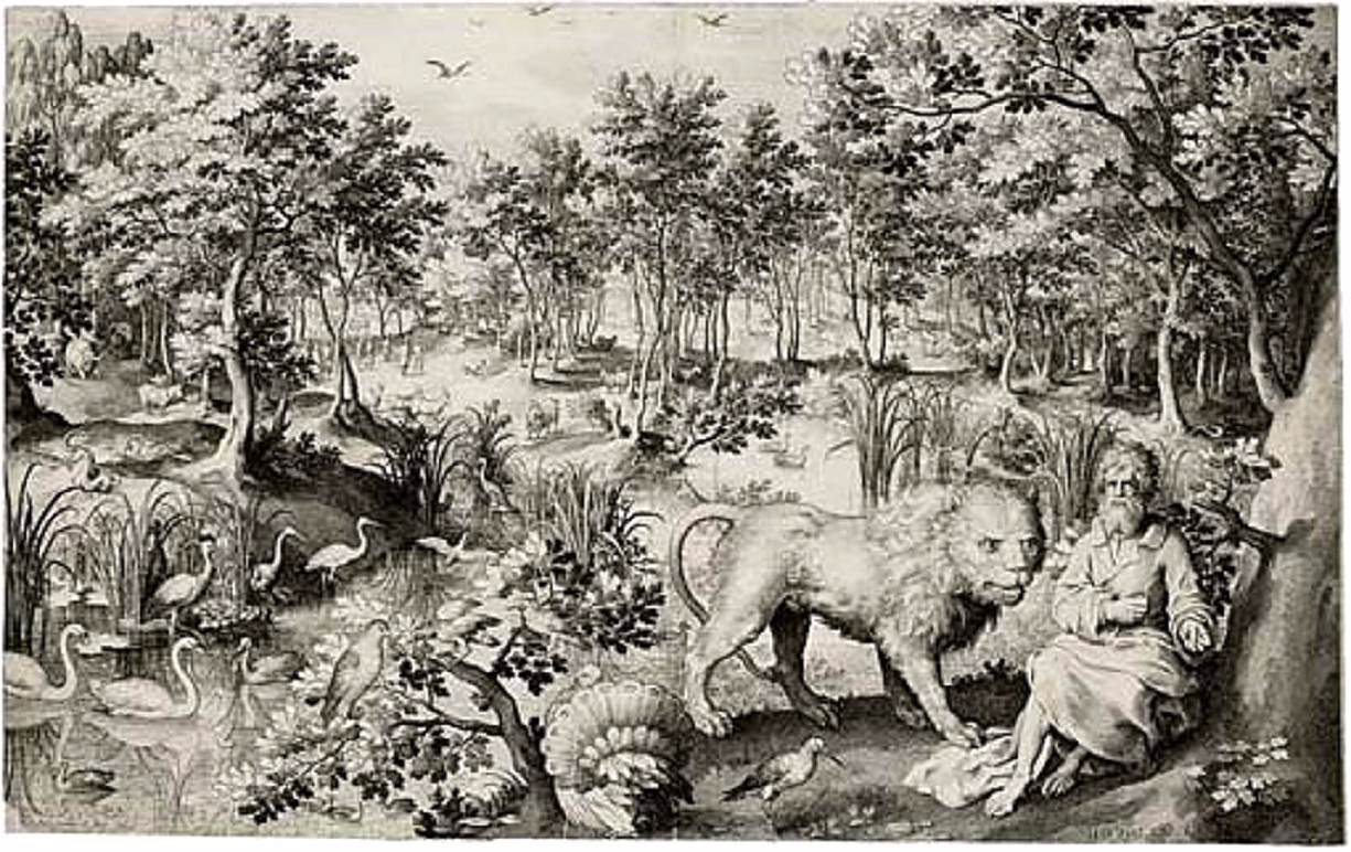 St Jerome in a Landscape by BRUYN, Nicolaes de