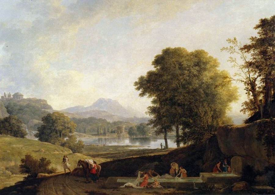 Ideal Classical Landscape with Washerwomen around a Fountain by VALENCIENNES, Pierre-Henri de