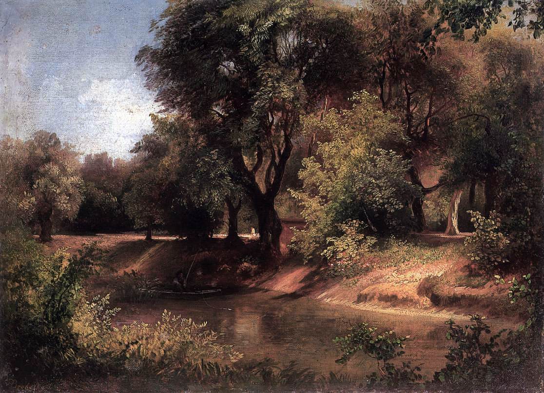 Forest Scene with River by