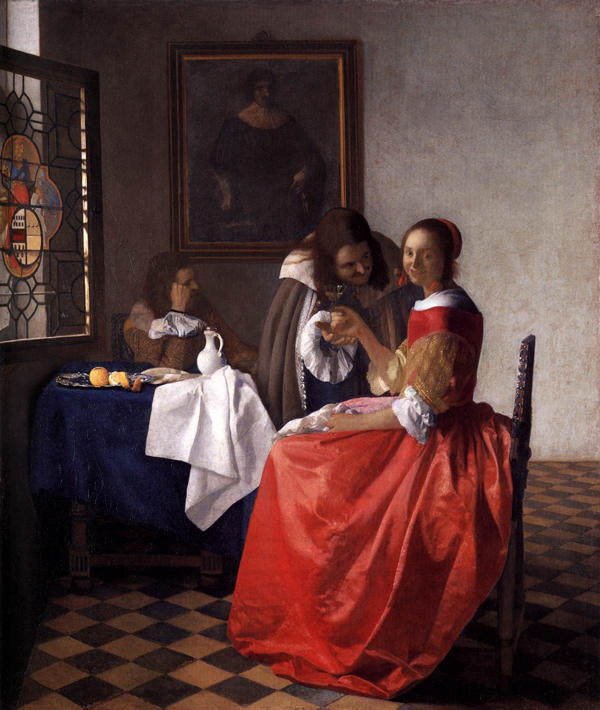 A Lady and Two Gentlemen by VERMEER, Johannes