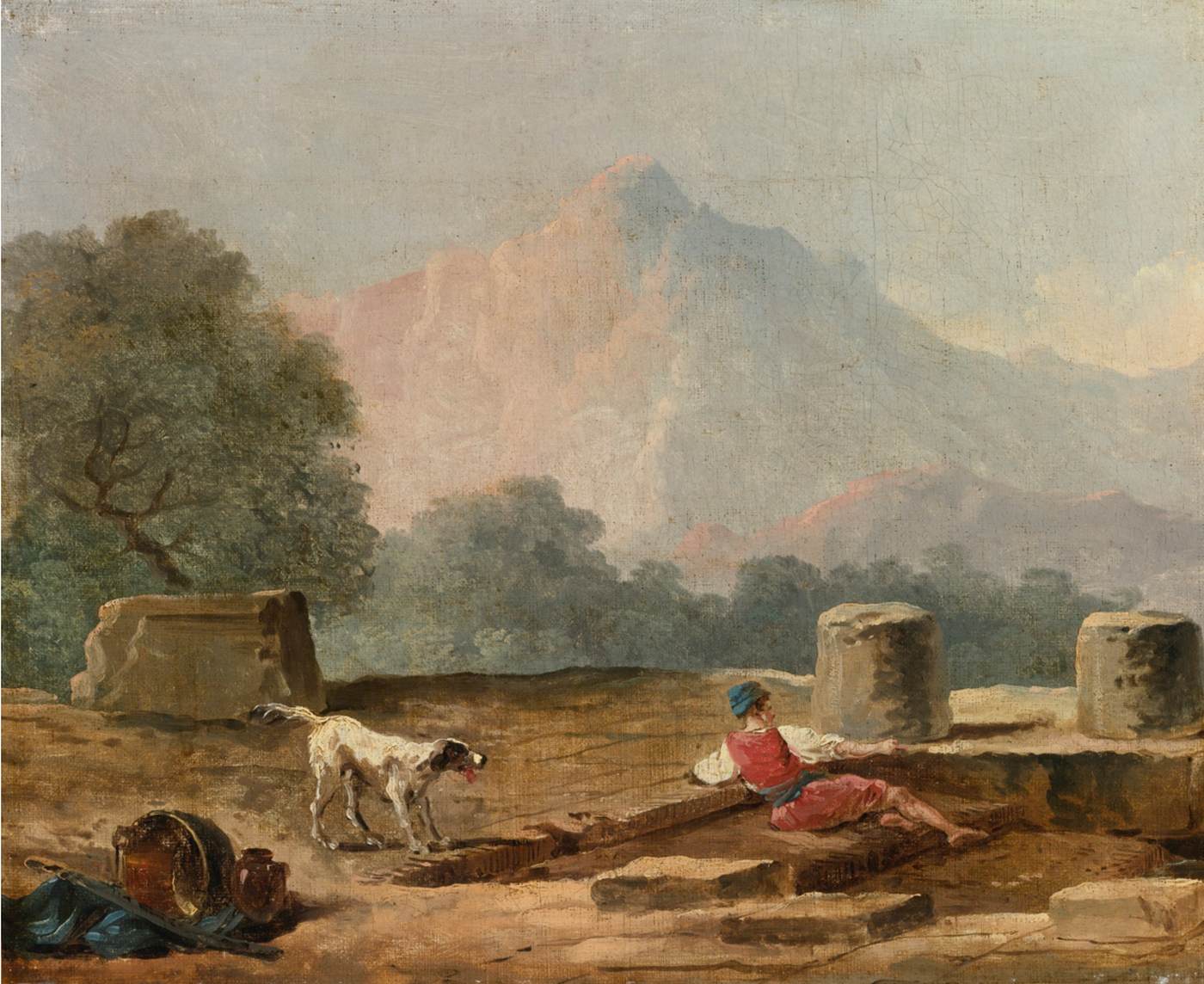 A Boy and a Dog among Ruins by