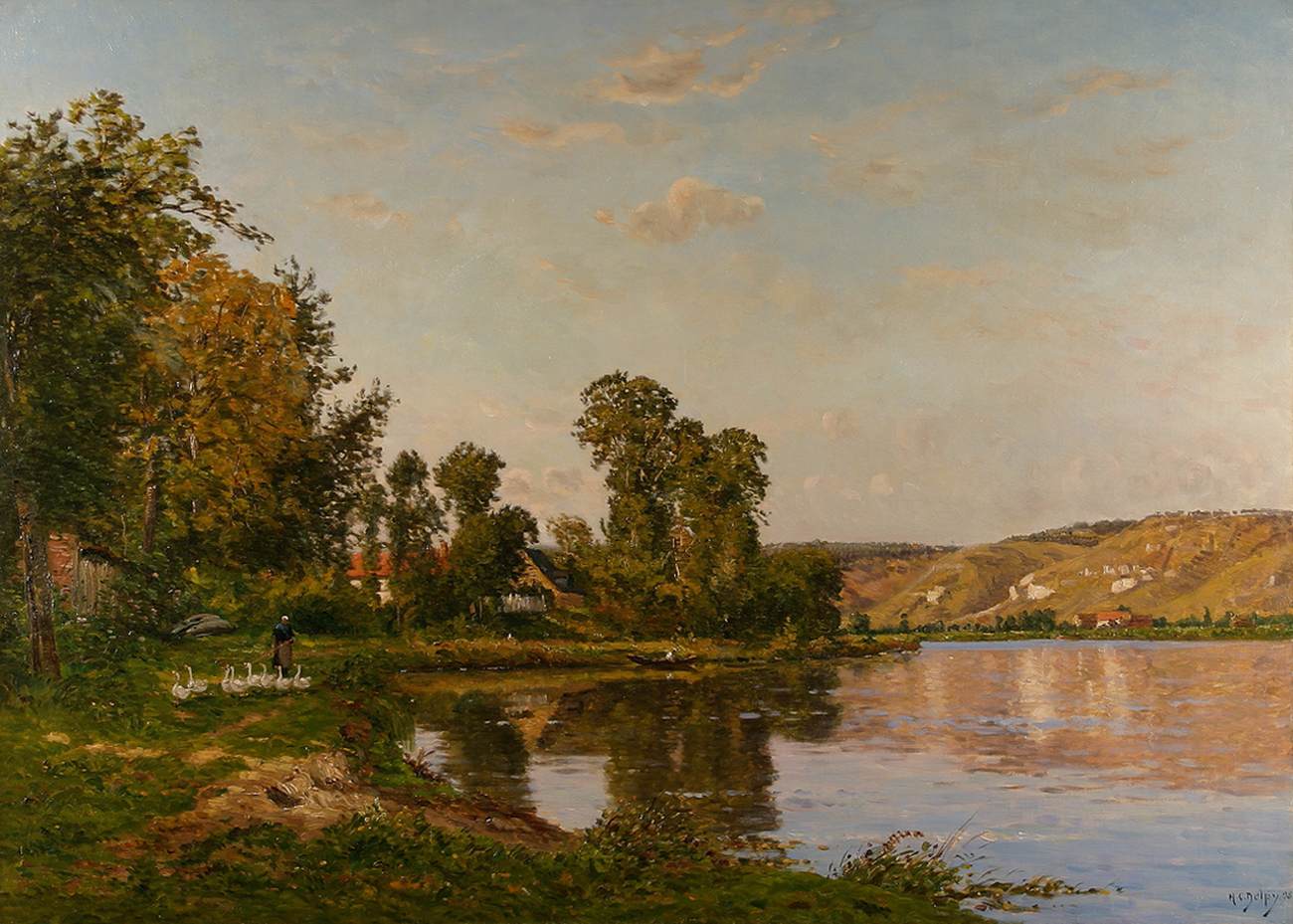 The River at Pont-sur-Yvonne by DELPY, Hippolyte-Camille