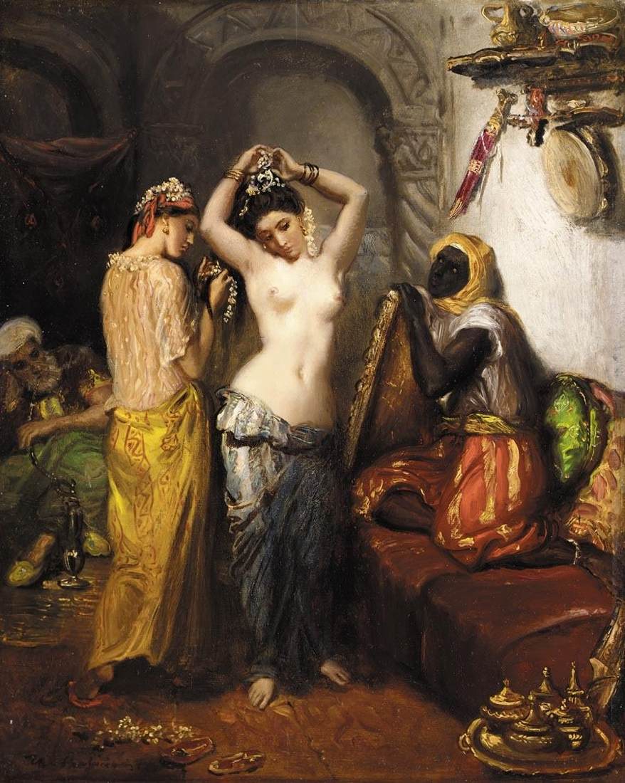 Orientalist Interior: Nude in a Harem by