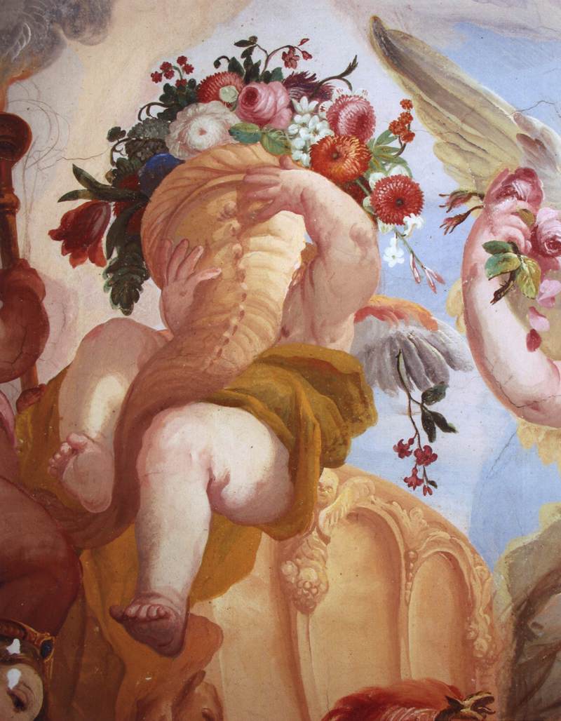 Putto with Cornucopeia (detail) by ROTTMAYR, Johann Michael