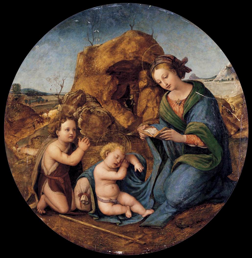 Madonna and Sleeping Christ Child with the Infant St John the Baptist by PIERO DI COSIMO