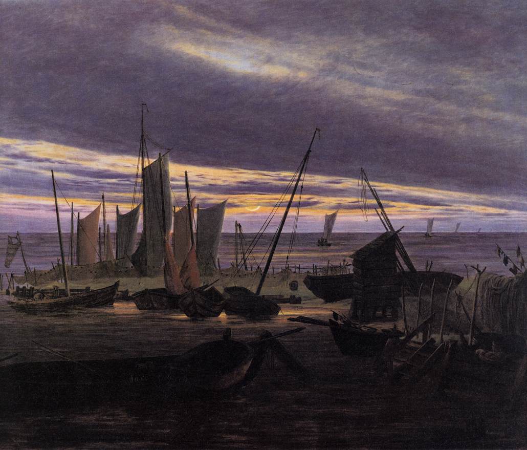 Boats in the Harbour at Evening by FRIEDRICH, Caspar David