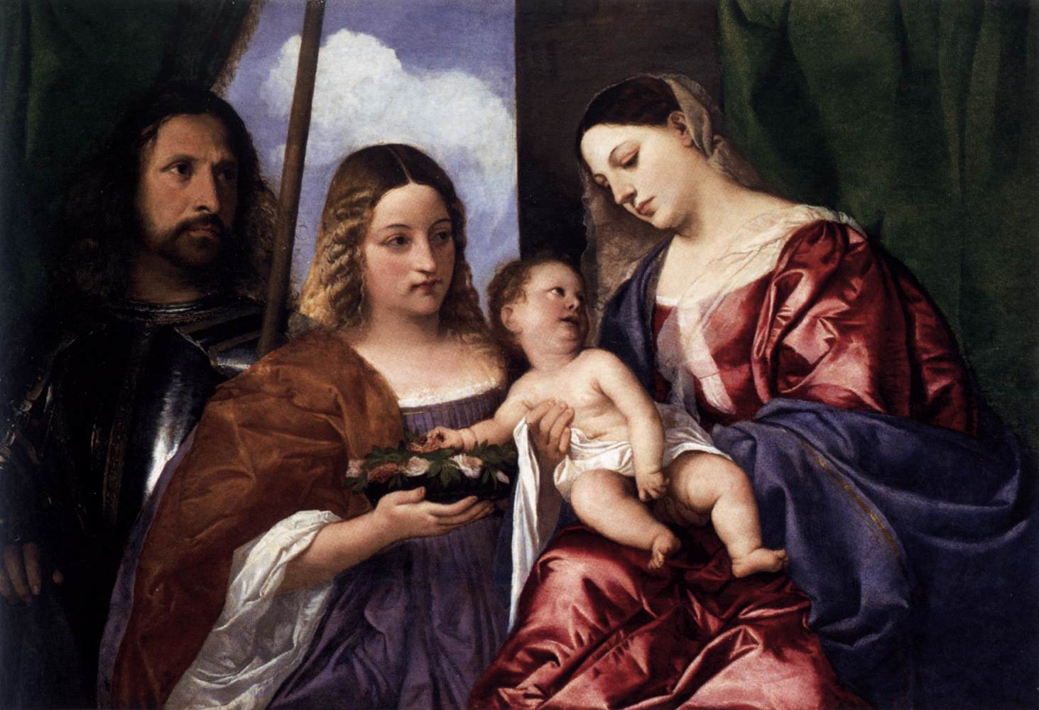 Madonna and Child with Sts Dorothy and George by TIZIANO Vecellio