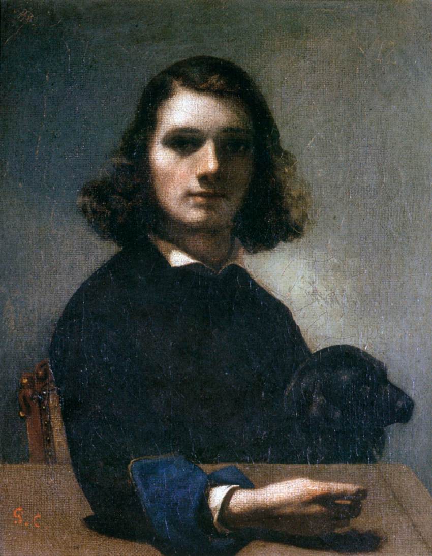 Self-Portrait (Courbet with Black Dog) by COURBET, Gustave