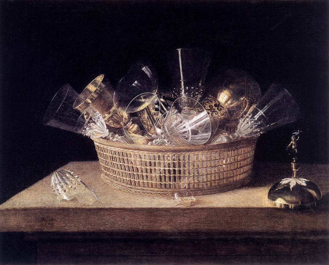 Still-Life of Glasses in a Basket by STOSKOPFF, Sébastien