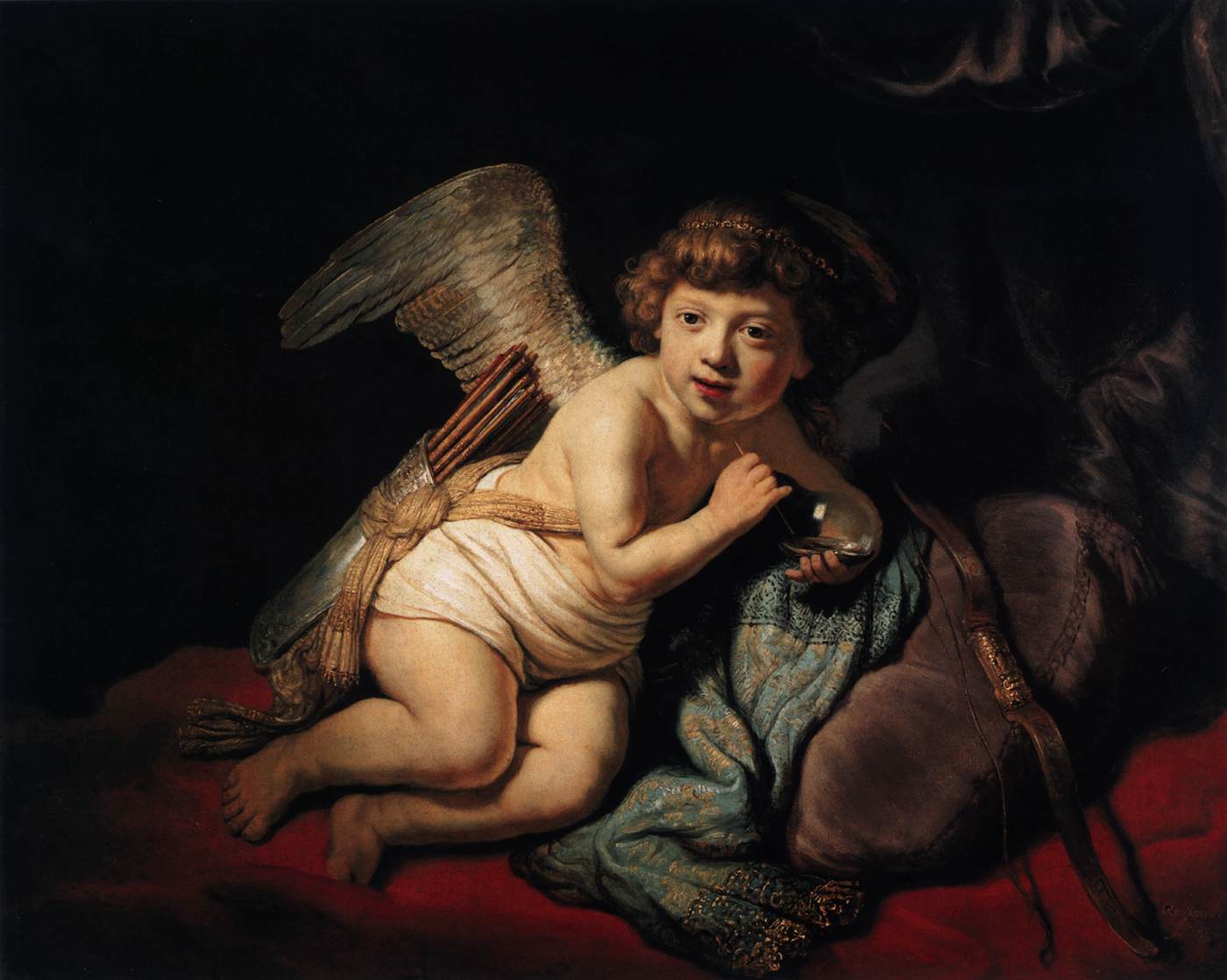 Cupid with the Soap Bubble by REMBRANDT Harmenszoon van Rijn