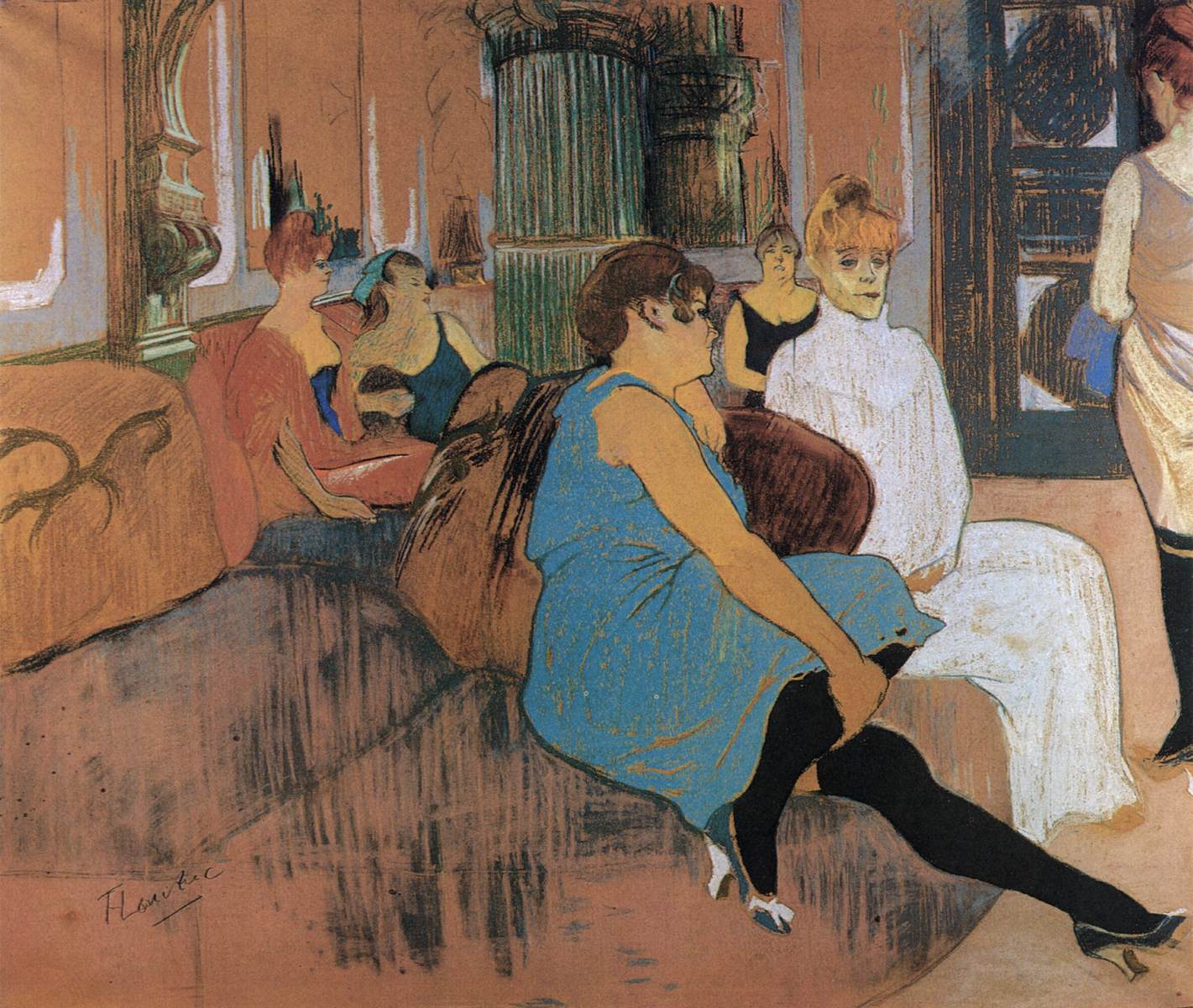 In the Salon of the Rue des Moulins by TOULOUSE-LAUTREC, Henri de