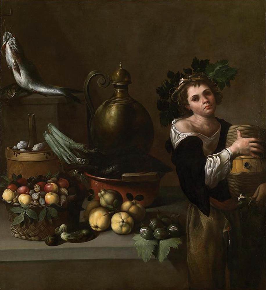 Still-Life with a Young Boy as Bacchus by BONZI, Pietro Paolo