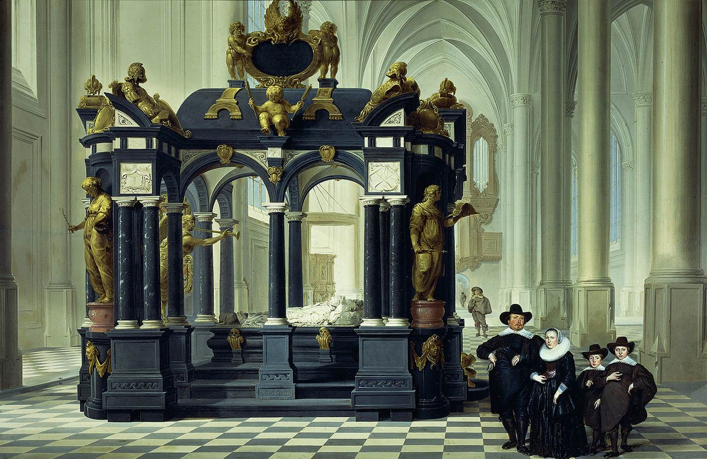 A Family beside the Tomb of Willem I in the Nieuwe Kerk, Delft by