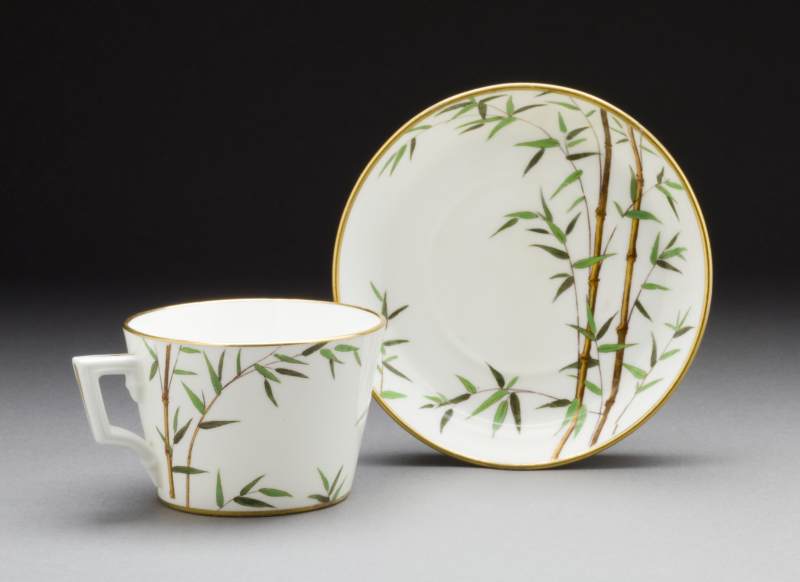 'Bamboo' Motif Teacup and Saucer by