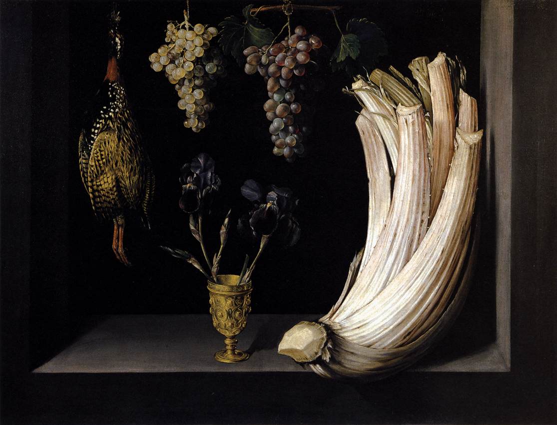 Still Life with Cardoon, Francolin, Grapes and Irises by RAMIREZ, Felipe