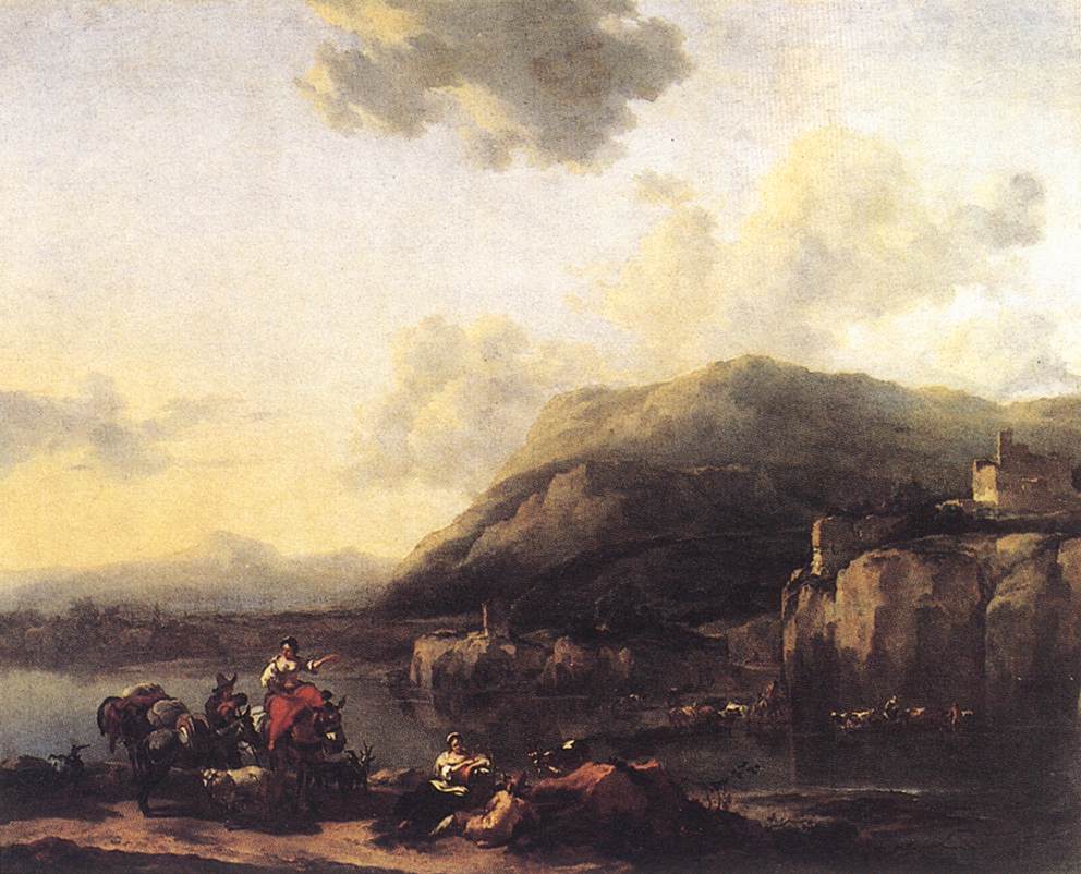 Muleteer by a Ford by BERCHEM, Nicolaes (Claesz.)