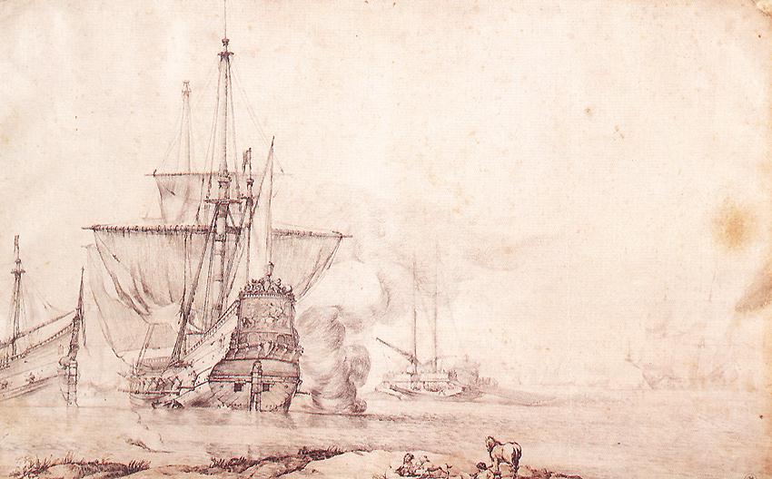 Vessel Firing a Salvo by PUGET, Pierre