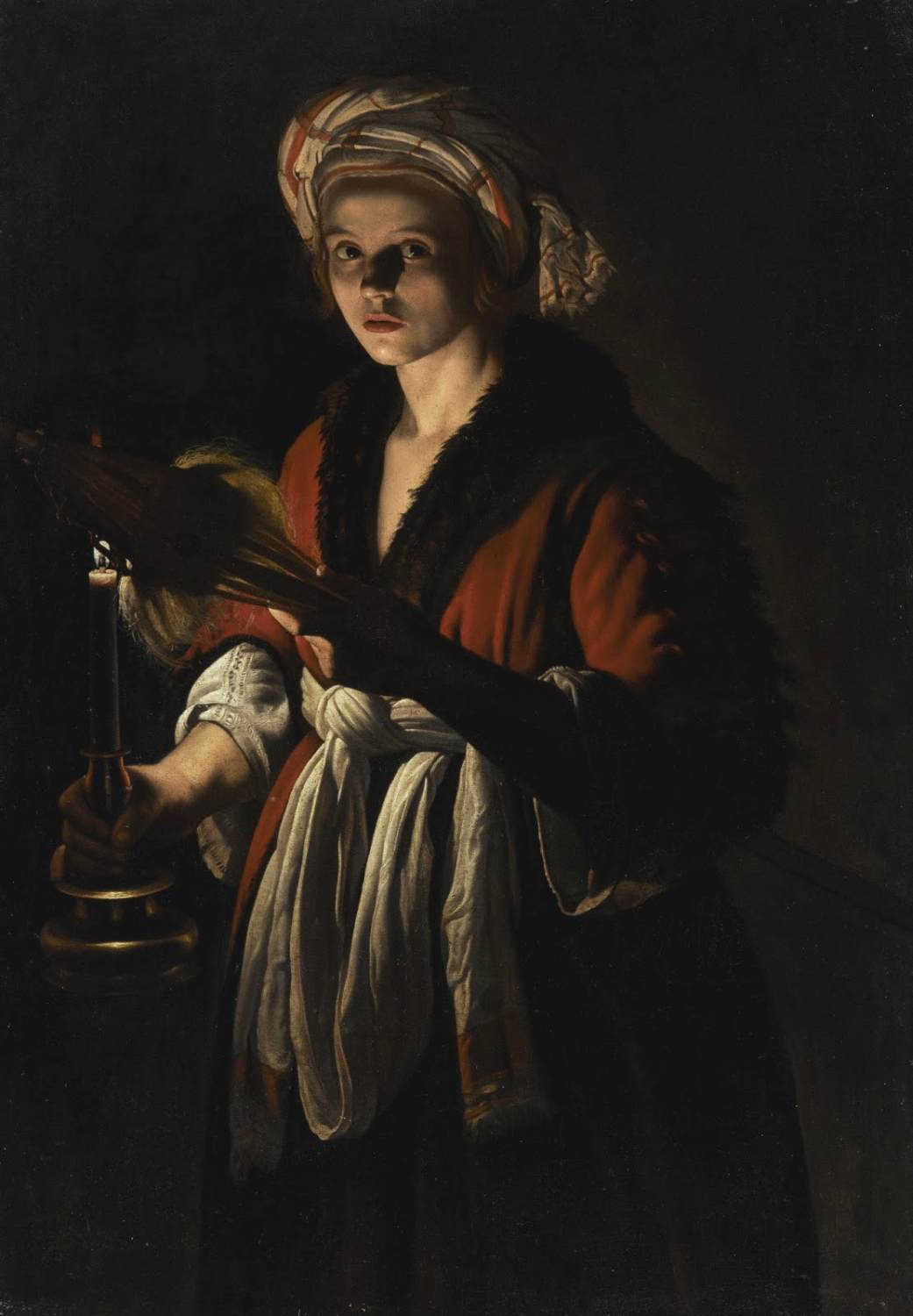 Young Woman Holding a Distaff by COSTER, Adam de