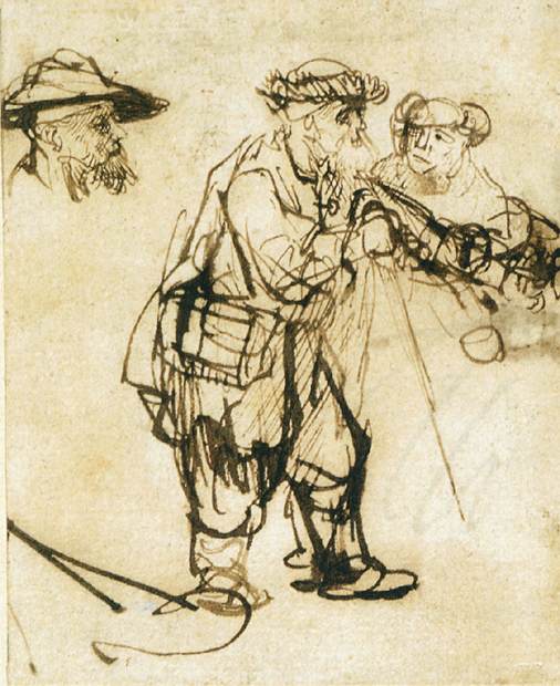 Blind old man guided by a woman by REMBRANDT Harmenszoon van Rijn