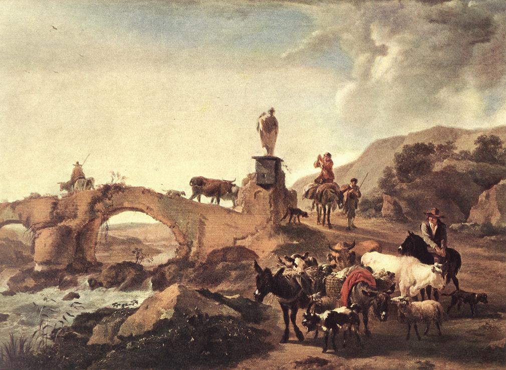 Italian Landscape with Bridge by BERCHEM, Nicolaes (Claesz.)