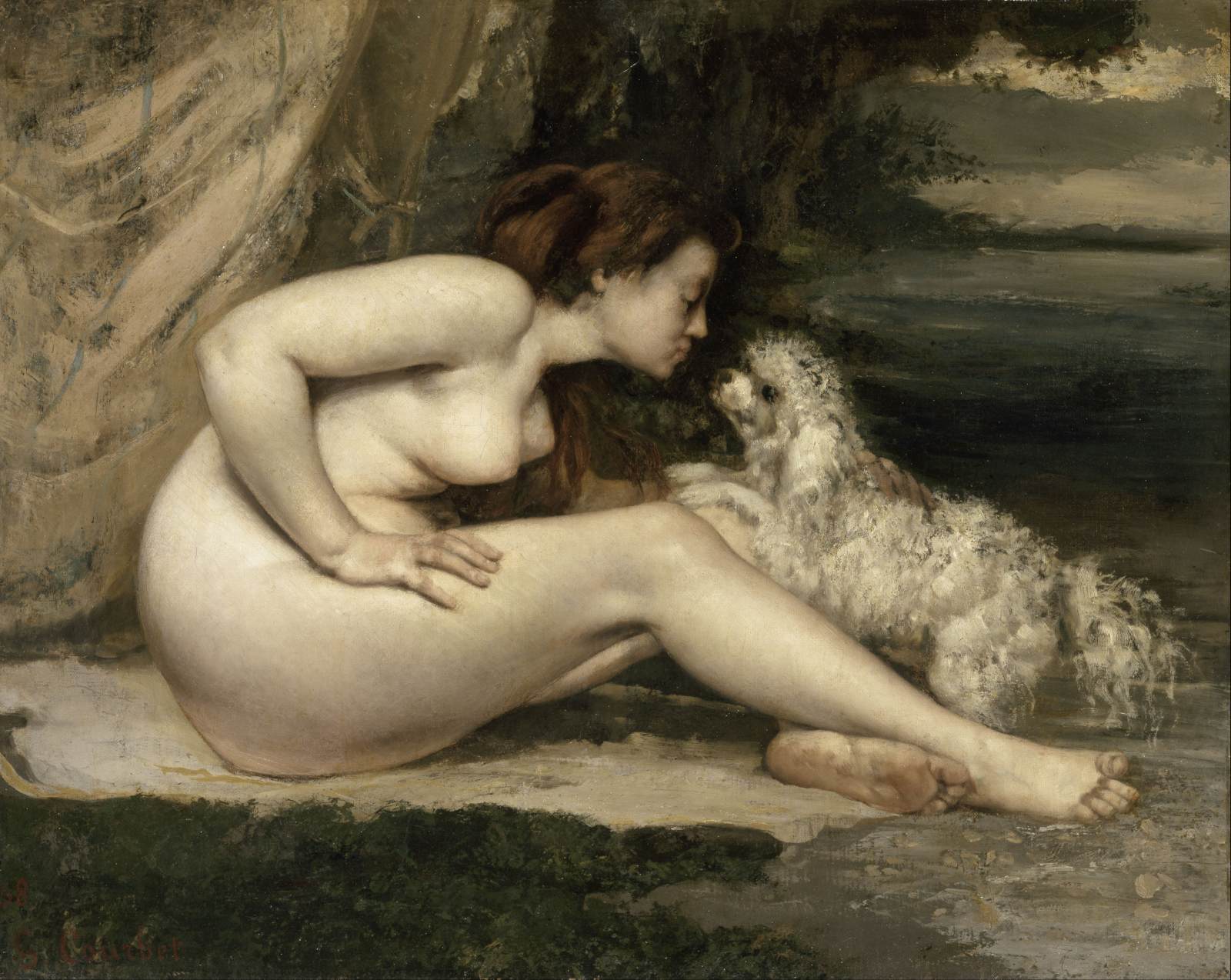 Nude Woman with Dog by COURBET, Gustave