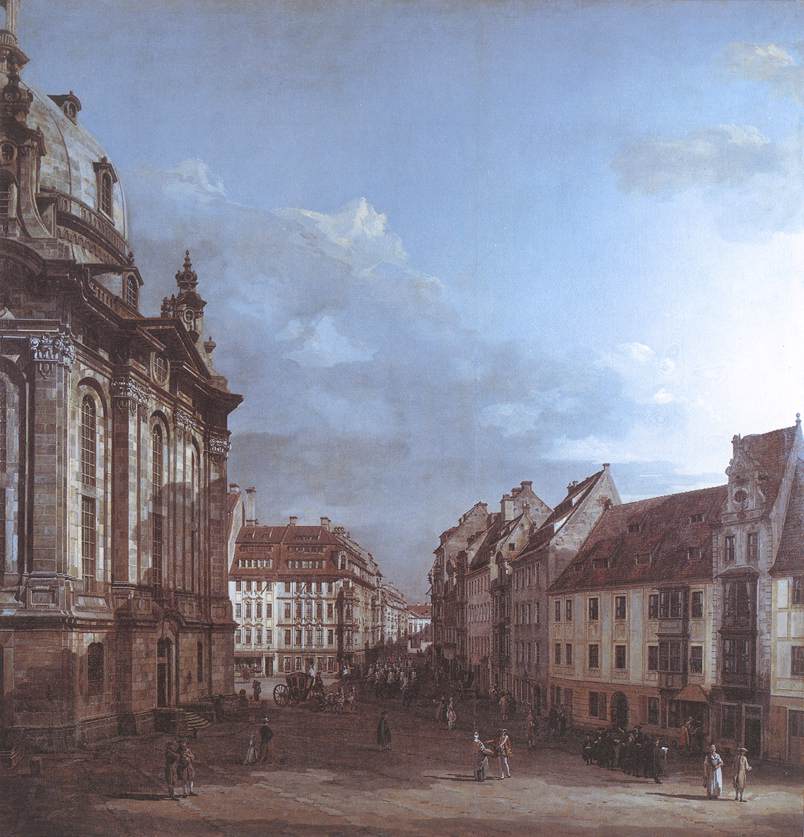 Dresden, the Frauenkirche and the Rampische Gasse by