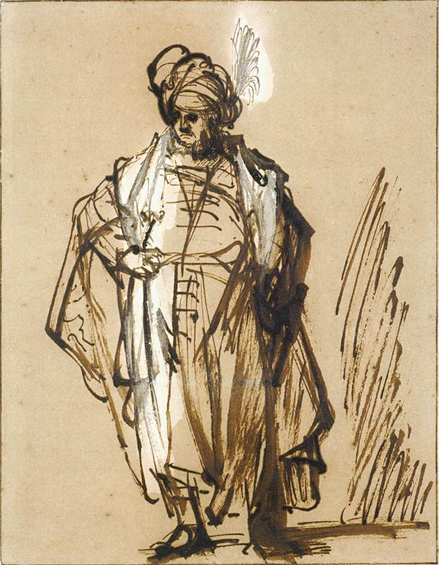 An Oriental standing, full-length by REMBRANDT Harmenszoon van Rijn