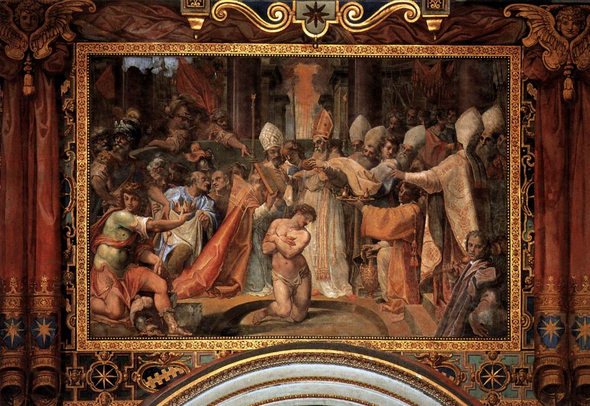 Pope Sylvester Baptizes Constantine by POMARANCIO