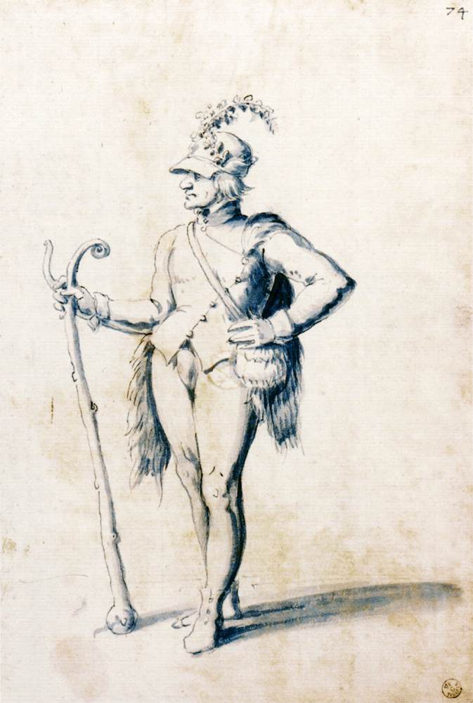 Costume drawing for a male figure with stave by ARCIMBOLDO, Giuseppe