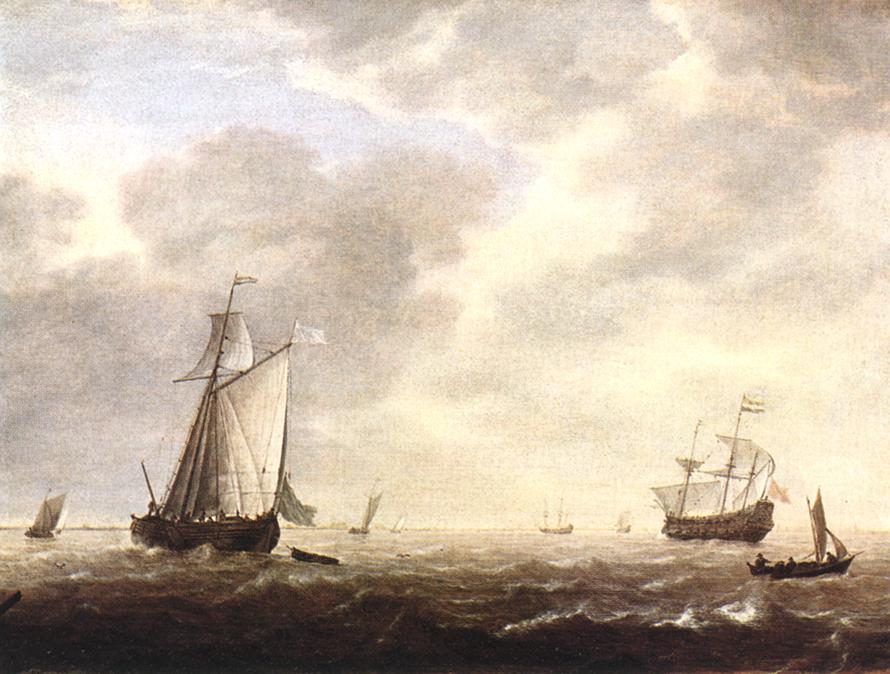 A Dutch Man-of-War and Various Vessels in a Breeze by VLIEGER, Simon de