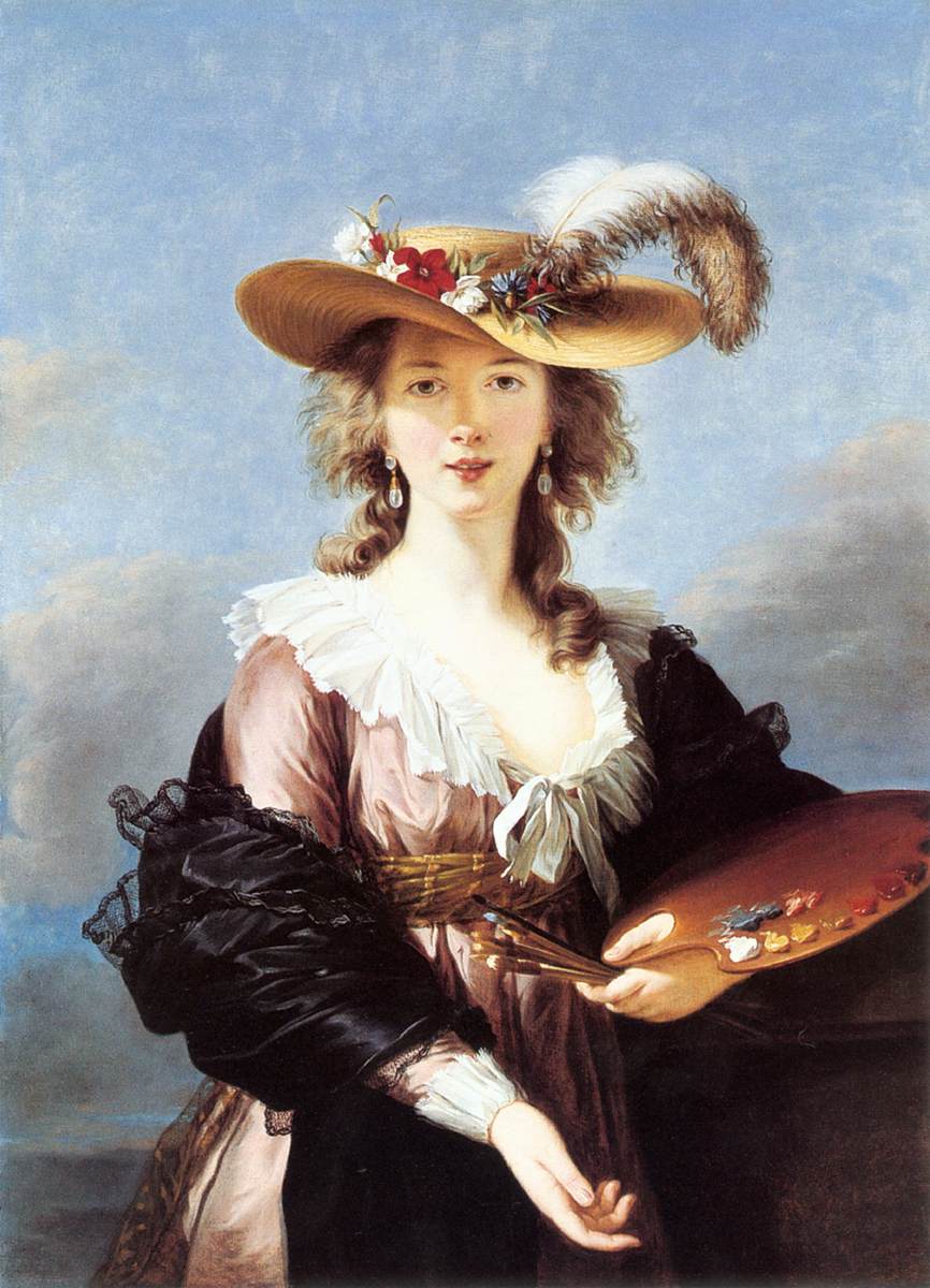 Self-Portrait in a Straw Hat by VIGÉE-LEBRUN, Élisabeth