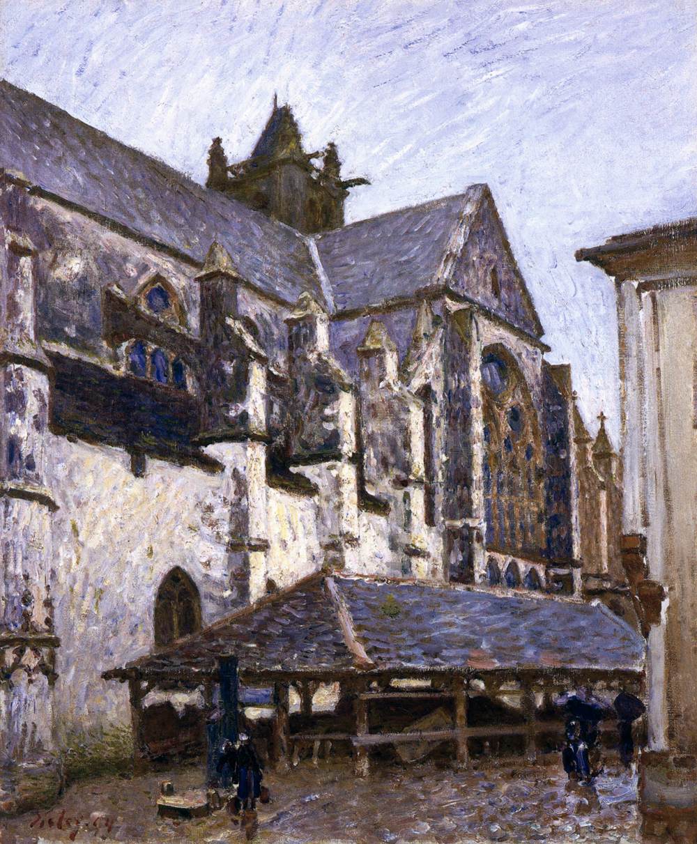 The Old Church at Moret in Rain, Seen from the Transept by SISLEY, Alfred