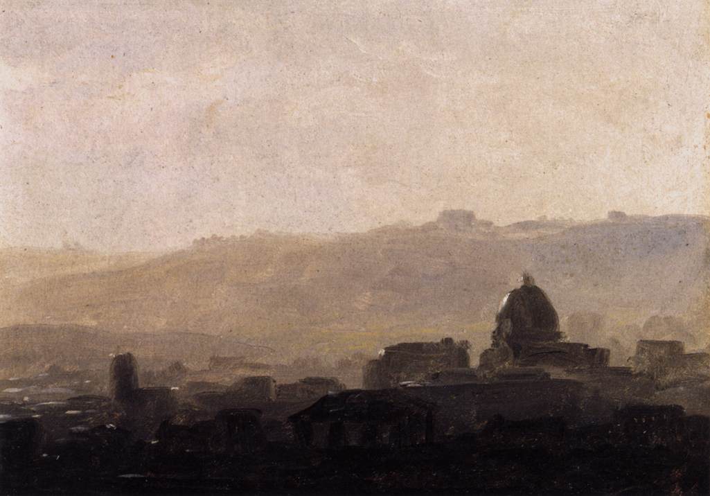 View of Rome in the Morning by VALENCIENNES, Pierre-Henri de