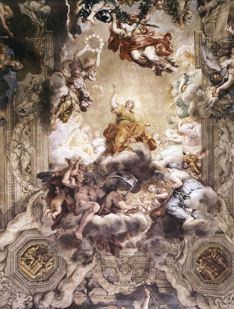 Ceiling vault in the Salone (detail) by CORTONA, Pietro da