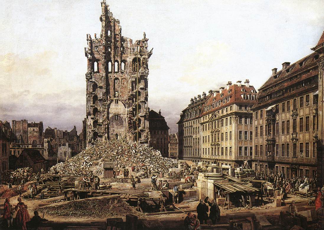 The Ruins of the Old Kreuzkirche in Dresden by BELLOTTO, Bernardo