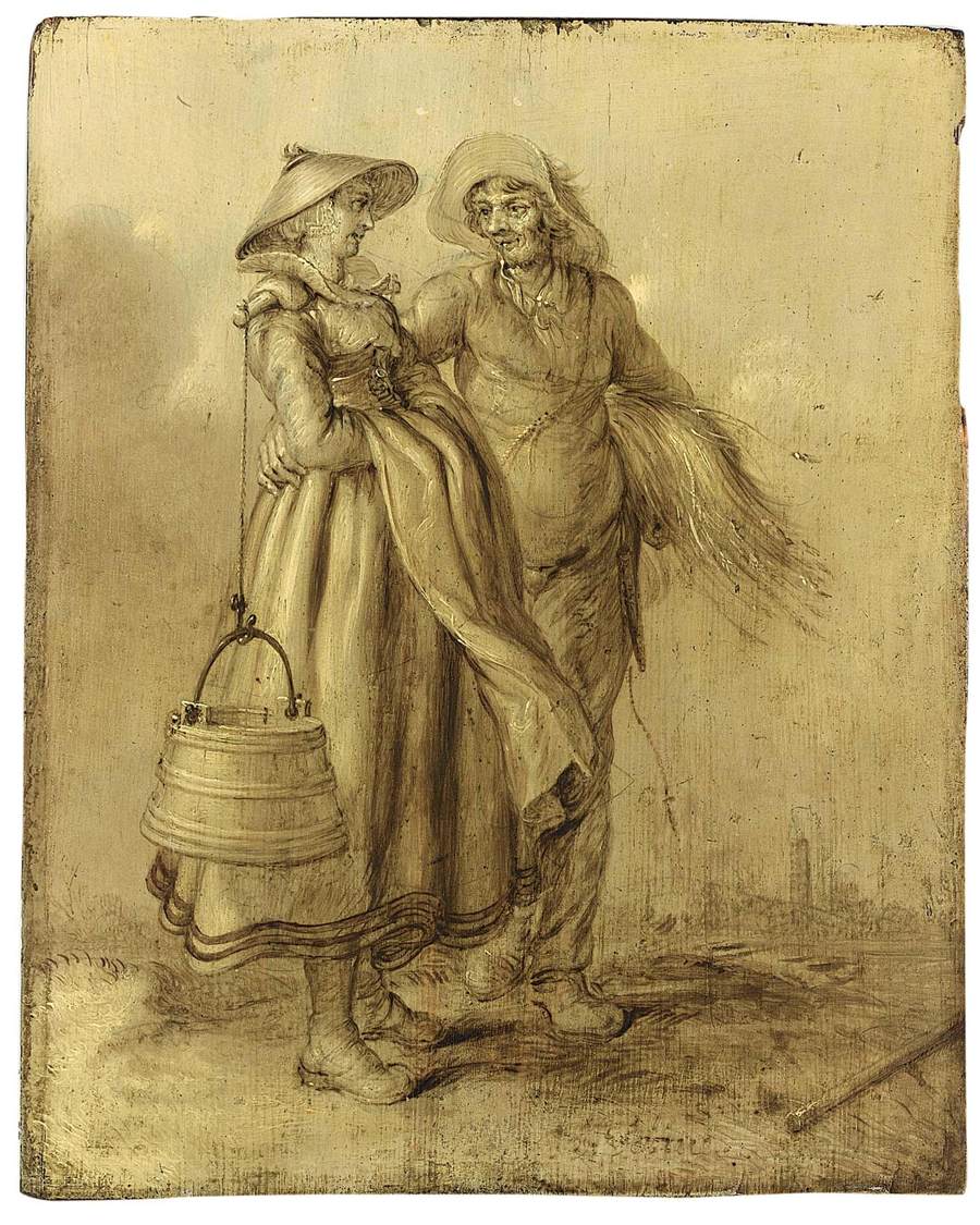 An Amorous Peasant Couple Conversing by VENNE, Adriaen Pietersz. van de