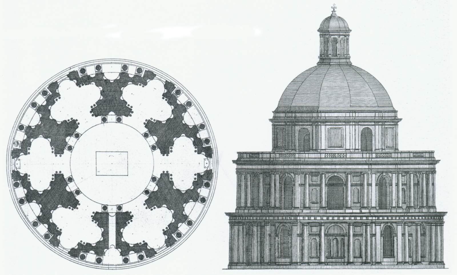 Chapelle des Valois: Plan and elevation by BULLANT, Jean