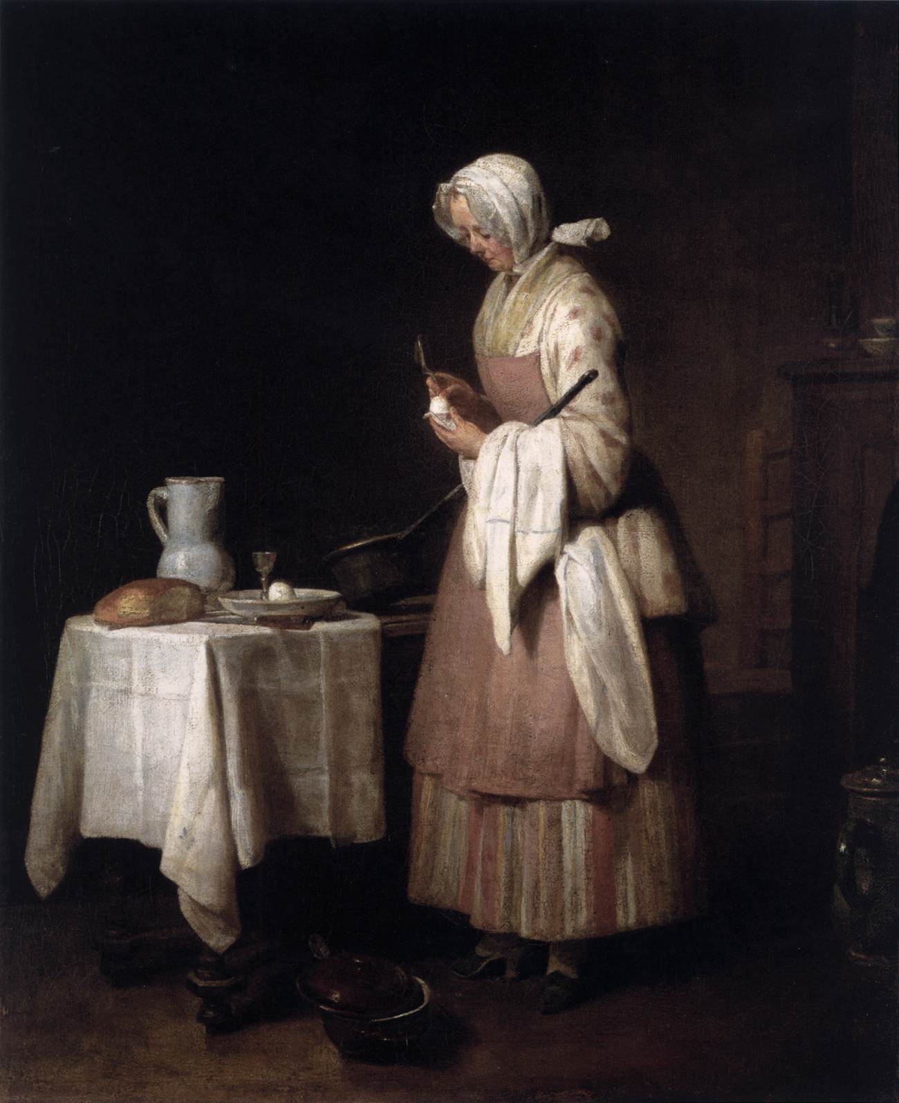 The Attentive Nurse by CHARDIN, Jean-Baptiste-Siméon