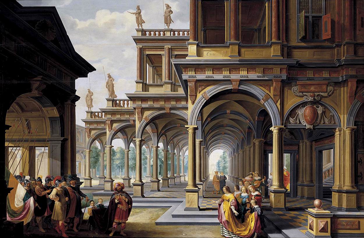 Architectural Capriccio with Jephthah and His Daughter by DELEN, Dirck van