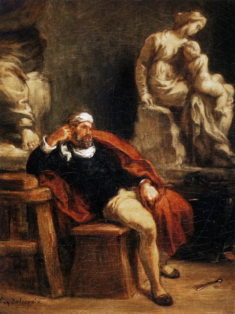 Michelangelo in his Studio by DELACROIX, Eugène