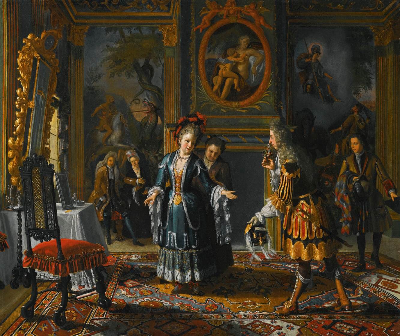 Interior with an Elegant Lady Receiving a Suitor by NAIVEU, Matthijs