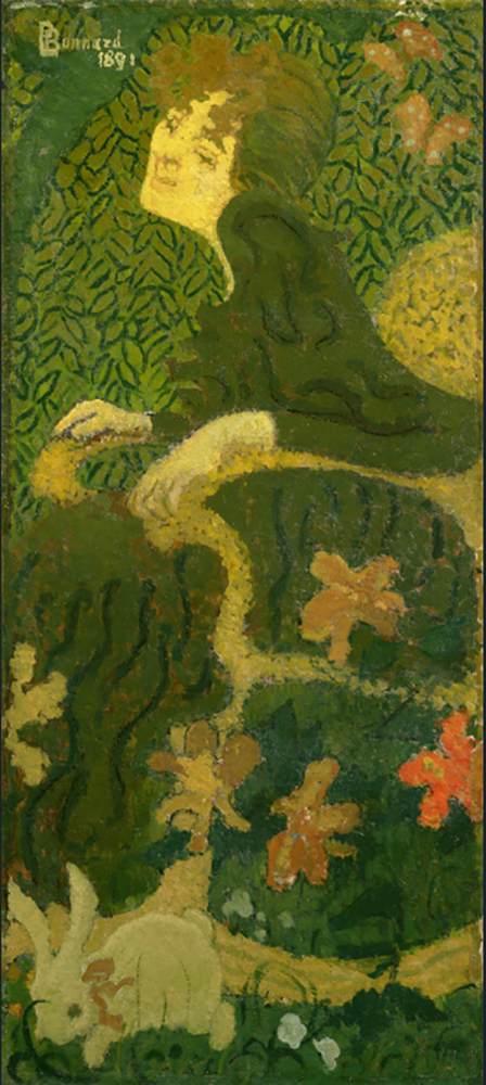 Young Girl Sitting with a Rabbit by BONNARD, Pierre